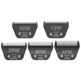 30W+10W+7FW+5FW+4FW Wide Blades for Dog Grooming,Compatible with Andis,Oster A5,Wahl km10 Clippers,Cutting Length 1/50" to 3/8",5 Pack(Black)