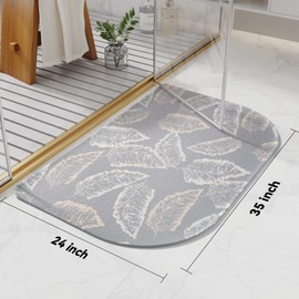 YDKGL Half Circle Bath Mat,Thin Bathroom Rugs Fit Under Door Quick Dry Non Slip Washable Bathroom Mat with Rubber Backing,Absorbent Woven Half Round Shower Rug