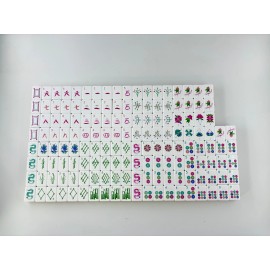 American Mahjong Set Mat 160PCS 32mm 4-Layer Green Acrylic Engraved Luxury Tiles Durable Portable Peacock EntertainmentColor: Red tiles