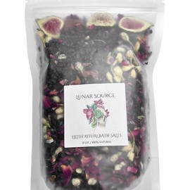 Lilith Ritual 12 oz Bath Salts | Dark Moon Goddess Spell Offering Lilit Temptress Witchy Devotional Pagan Deity Herbal Protection Witchcraft Carnelian Crystal Black Salt Intention Soak