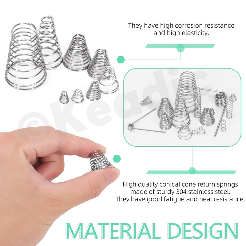 Keadic 123 Pce Conical Spring Compressed Spring Assorted Set, 304