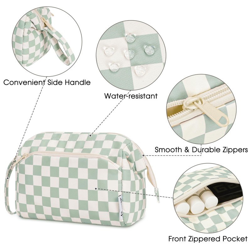 Narwey Large Makeup Bag Wide-Open Zipper Pouch Travel Cosmetic Organizer