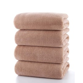Lumimi Face Towels, Set of 4, Mocha Brown, 13.8 x 29.5 inches (35 x 75 cm), Fluffy, Absorbent, Quick-Drying, Hotel Specifications, Towel, Large, Soft to the Touch, Water Absorbent, Beauty Towel,