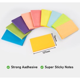 NOTEZMATE 3 x 5 in Large Sticky Notes,(76 x 127 mm) 10 Colors Self Stick Notes Pads,1000 Sheets Sticky Pads,Self-Stick Memo Pads Double The Sticking Power for Studying & to Do Lists,Office Supplies