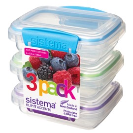 Sistema KLIP IT Accents Collection Food Storage Containers, 6.7 oz./0.2 L, Color Received May Vary, 3 Count