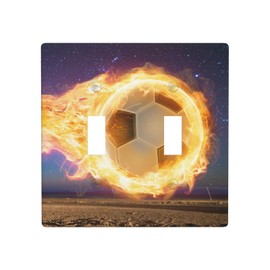 Soccer Ball Football Double Light Switch Cover Plates Decorative 2 Gang Wall Plate Double Toggle Lightswitch Cover