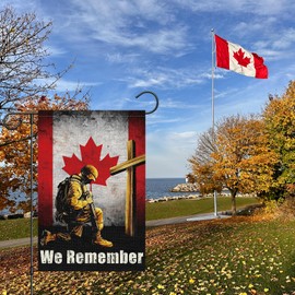 Louise Maelys Patriotic Garden Flag 12x18 Double Sided, Small Burlap Fallen Heroes We Remember Yard Banner Outdoor House Decorations (ONLY FLAG)