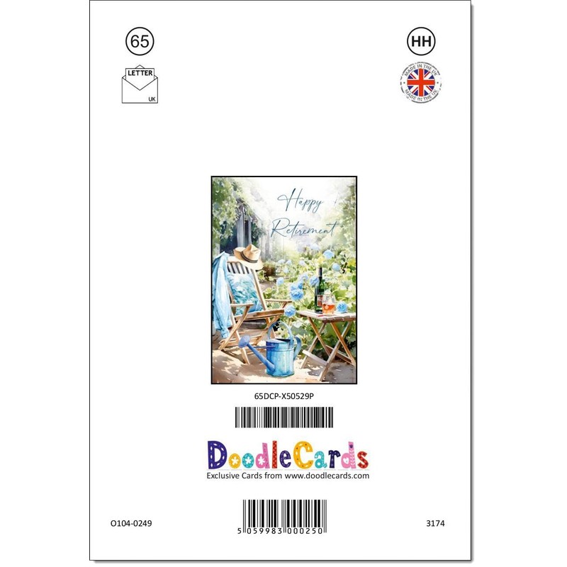 doodlecards Retirement Card Relax in the Garden Medium Size with