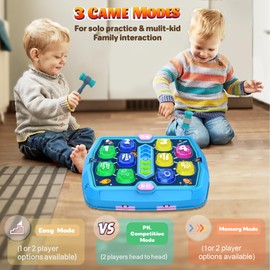 Whack Game Mole for Toddlers, Toys for 3 4 5 6 Year Old Boys Girls, Interactive Pounding Toys for Age 3-5, 3 Modes, 2 Hammers, Sound & Light, Birthday Xmas Gifts for Boys Girls Kids Age 3 4 5 6 7 8+