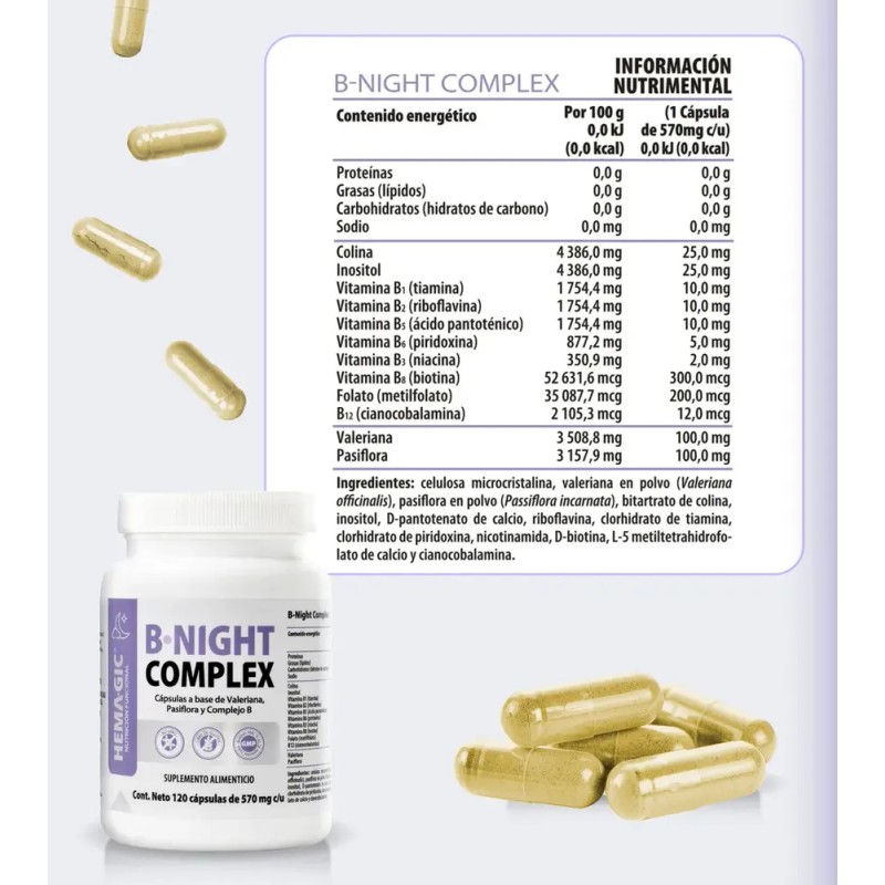 Hemagic B Night Complex 9 Vitaminas Complejo B - 120