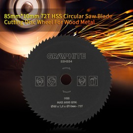 72T HSS Circular Cut Saw Blade 85mm*10mm Woodworking Rotary Tool Cutting Disc for Wood Metal