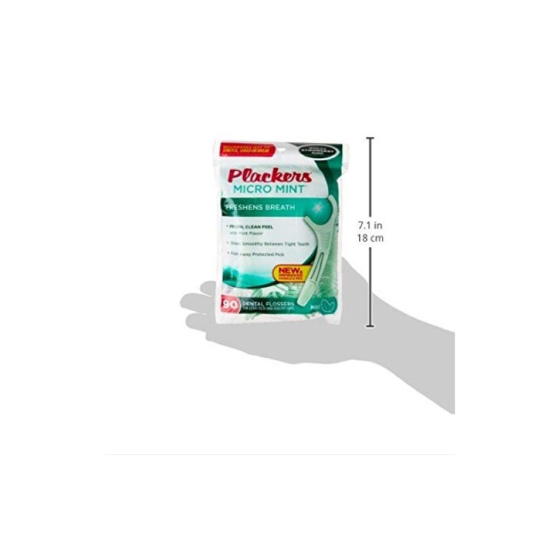 Plackers, Micro Freshens Breath Dental Flossers 90 Each, Mint, 1