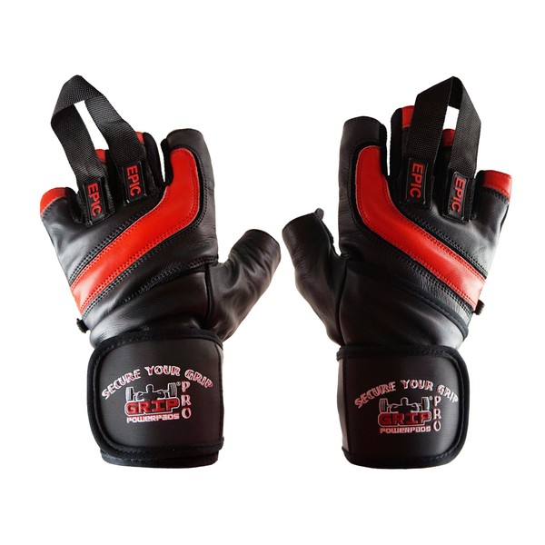 EPIC Leather Gym Gloves with Built in 2" Wide Wrist