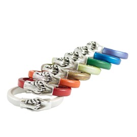 Silver Plated Hand and Dog Paw Symbol Bracelet, Genuine Leather Bracelet for Women and Men, Magnetic Clasp, Ideal for Pet Lovers and Pet Memorial, Thick Dyed Leather, Pearl Color, Large