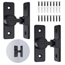 2 Pack Barn Door Lock Hardware, 90 Degree Heavy Duty Thickened Flip Door Latches, Sliding Barn Door Flip Locks Right Angle Gate Latch for Garden, Yard, Bathroom, Garage, Outdoor (Matte Black)