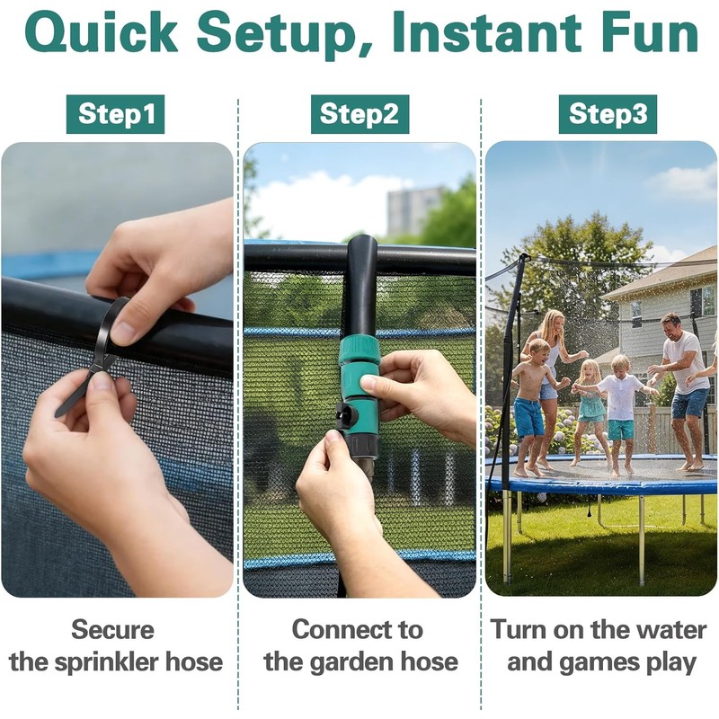 Bobor Trampoline Sprinkler for Kids, Outdoor Trampoline Water Sprinklers, Backyard