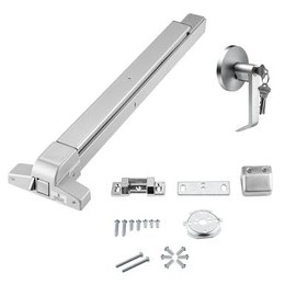 Happybuy Push Bar Door Lock, Carbon Steel Panic Exit Bar with Lever & 3 Keys, Metal/Wood Door Panic Device for Left/Right Handed, Exterior Use