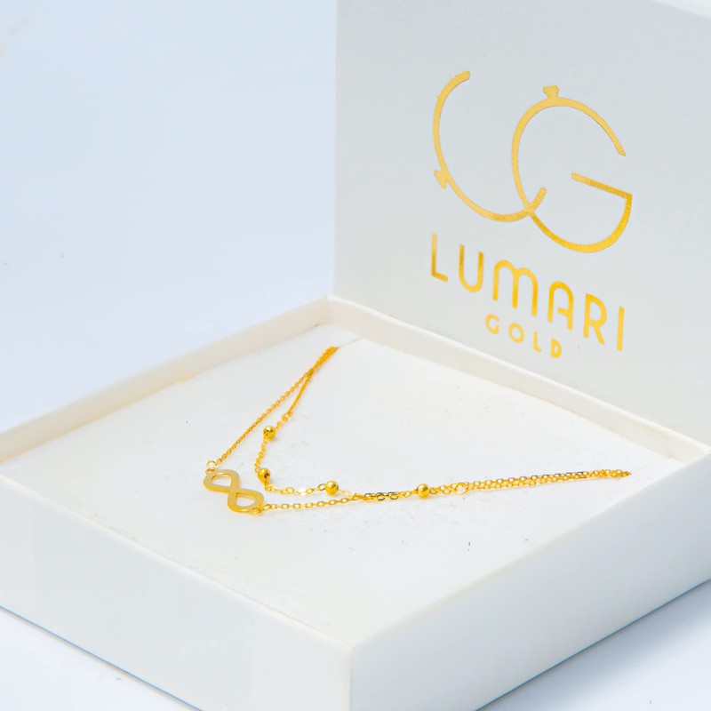 Gold Bracelet 333 8 Carat Yellow Gold Infinity Ball Engraving,