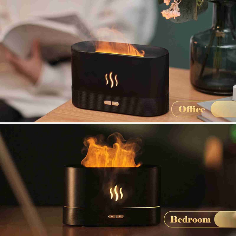 Simulation Flame Humidifier Auto Shut Off USB Aromatherapy Mist Humidifier