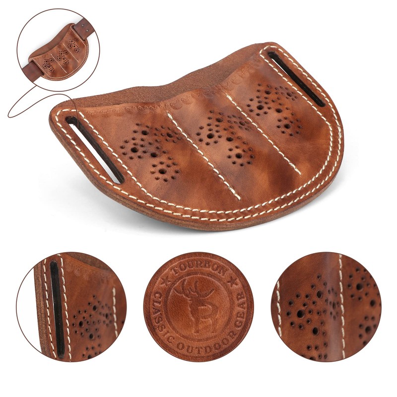 TOURBON Leather Pocket Tool Belt Pouch 3 Slots EDC Multitool