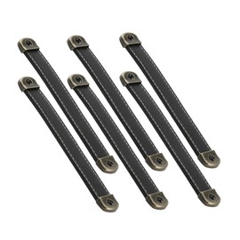 SOLUSTRE 6 Pcs Leather Handles Crate Leather Knobs Leather Drawer Pulls Dresser Rustic Knobs Antique Cabinet Pulls Wardrobe Metal Knobs Suitcase Luggage Leather Pulls Cabin