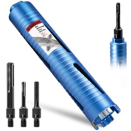 DaduoRi 2" Dry Core Drill Bit for Brick and Block with 3 Adapters Included: SDS Plus, SDS Max and 1/2" Hex Shank, 9.5" Drilling Depth Core Bits for Concrete, Brick, Masonry, 5/8"-11 Thread