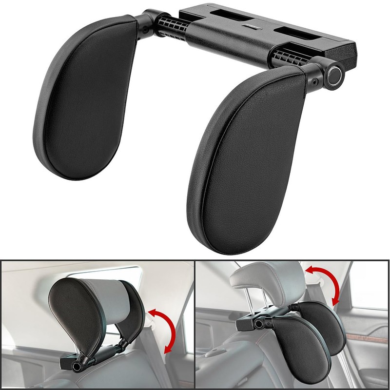 Lescars Car Headrest: Universal Car Headrest with Memory Foam, Individually