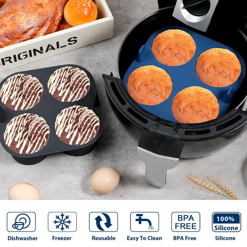 Webake 2PCS Jumbo Silicone Air Fryer Muffin Pan for Baking,