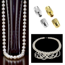 EMSea 60pcs Screw Twist Clasps Brass Barrel Jewelry End Tip Caps 1mm Hole Tube Fastener Cord End Caps 11x3.5mm for DIY Bracelet Necklace Jewelry Making Gold and Silver