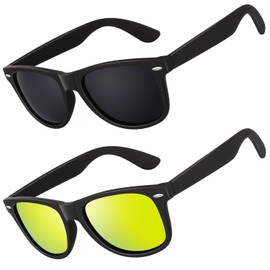 LINVO Polarized Sunglasses for Men Driving Sun glasses Shades 80's Retro Style Design Square