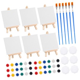 TEHAUX 6sets Mini Canvas Painting Kit with Easels Supplies for Adults and Includes Brushes Palette and Watercolor Paints for Travel and Parties