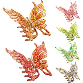 6 Pcs Hair Clips Large Butterfly Hair Clips for Thick Hair No Slip Strong Hold Big Shining Butterfly Hair Claw Clips for Women and Girls Hair Accessories (Style 1, Pack of One)