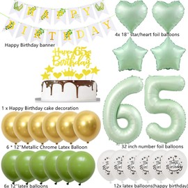 Grün luftballons 65 Geburtstag frauen mann Deko, Geburtstagsdeko 65 Jahre frau Ballon deko, gold grün Ballon deko 65. geburtstag mann dekoration,Tortendeko 65 Geburtstag deko frauen männer grün