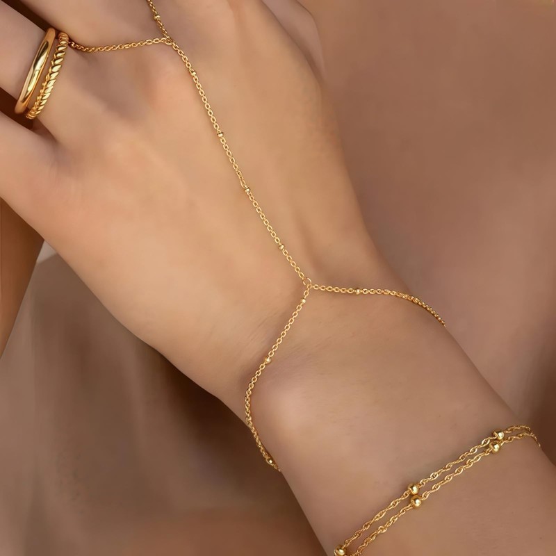 Xunzhi Hand Chain Bracelet,Elegant Bracelet,Finger Ring Hand Chain,Dainty Hand Ring