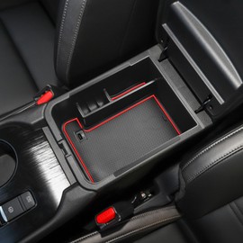 TACORBO Center Console Organizer Compatible with Nissan Sentra 2020 2021 2022 2023 2024 2025 Accessories Secondary Armrest Storage Box, Red Trim