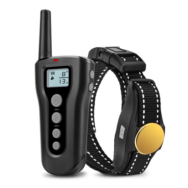 Dog Training Collar Upgraded 300m Remote Rechargeable Waterproof Electric Shock Collar with Beep Vibration Shock for Small Medium Large Dogs (15-120 Lbs)