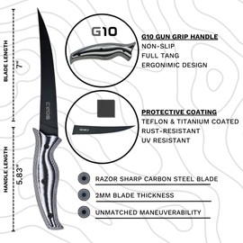 SORD Fillet Knife - 5-9" Filet Knives For Fish - Razor Sharp Boning Knife - Saltwater and Freshwater Fishing - Includes Kydex Sheath - Full Tang Blades | G10 Non Slip Grip | Corrosion Resistant