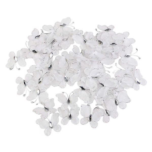 LUOEM Pack of 50 Glitter Butterflies Artificial Butterflies Jewellery for