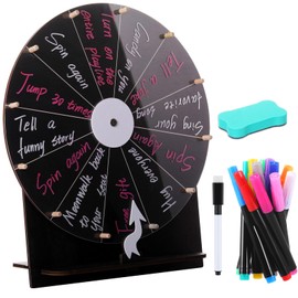 Memorywuu Wedding Game Spinning Wheel 11.4 Inch Erasable Spin The Wheel Game Prize Wheel Spinner with Stand for Wedding Engagement Party Family Games Baby Shower(Black)