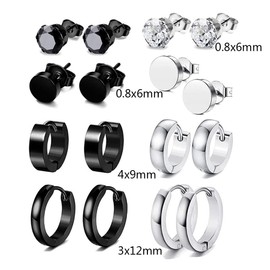 Vogem Earrings, Men's, Women's, Popular, Hoop Earrings, Titanium Stud Earrings, For Both Ears, Hypoallergenic, Simple, Stylish, Present,, Titanium Silver