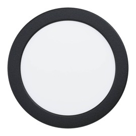 Eglo Recessed LED Ceiling spot Fueva 6, Round Bathroom Downlight, Black Plastic Ceiling lamp, Flat Spotlight, Warm White-Cold White, IP44, ∅ 16.6 cm