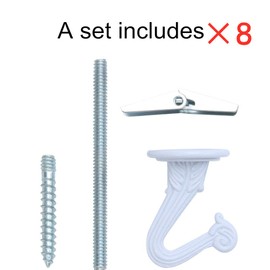 8 Sets Ceiling Hooks for Hanging Plants, White Heavy Duty Swag Hook with Hardware
