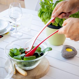 Omada Linea Trendy, Two-Tone Salad Fork in Acrylic (BPA Free), Longitudinal Direction: 26 cm, Made in Italy, Dishwasher Safe Salad Fork, Linea Trendy, White/Transparent Colour