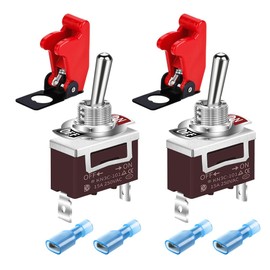 Gebildet Toggle Switch 12VDC 20A Safety Cover Marine Toggle Switch 250VAC 15A High Performance SPST On/Off 2-Pin for Car, Car, Truck, Boat, Pack of 2