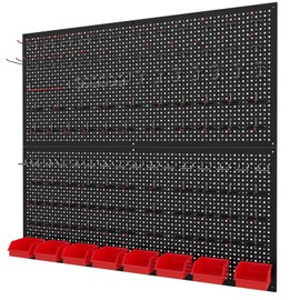 Daanxw Peg Board kit with Accessories, Heavy Duty Steel Pegboard Kit with 180 PCS Varied Pegboard Accessories, Ideal for Tool Storage and Garage Organization, 16-Inch X 36-Inch, 2 Pack (Red Box)