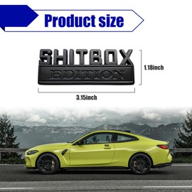 Dickno SHITBOX Edition Emblem Car Decal, 3D Metal Auto Front Hood Letter Badge with Strong Adhesive, Universal Fender Badge Sticker, Vehicle Exterior Decor Accessories for Car SUV (Black)