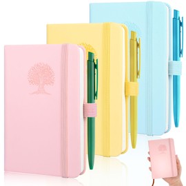3 Mini Libreta de Bolsillo,Pequeña Notas De Bonitos para Mujer,Pocket Pequeñas Cuadernos de Pequeña,Mini Bolsillos Notebook, Pocket Diarios,Escuela,Suministros de Oficina,14,5X9,5 Cm,Rosa,Amarillo y Azul, Journal A6