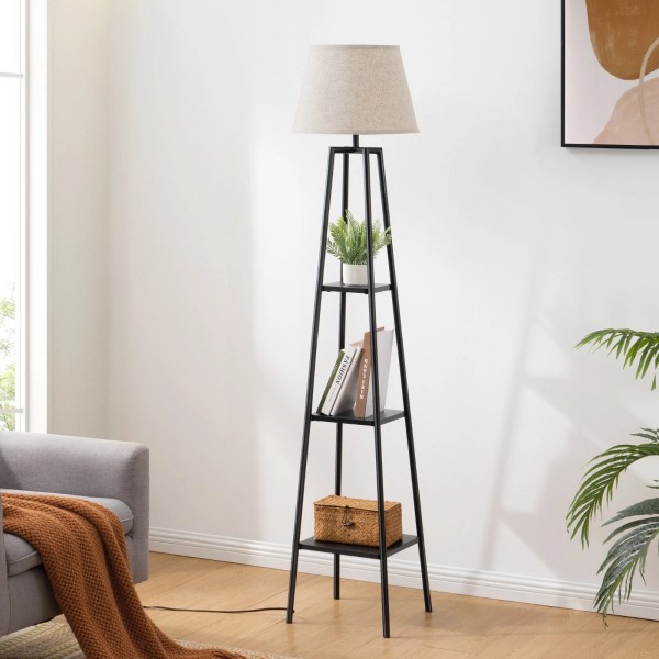 EDISHINE Mier 65" Tray Table Floor Lamp,Wood Base,Eye-Frien