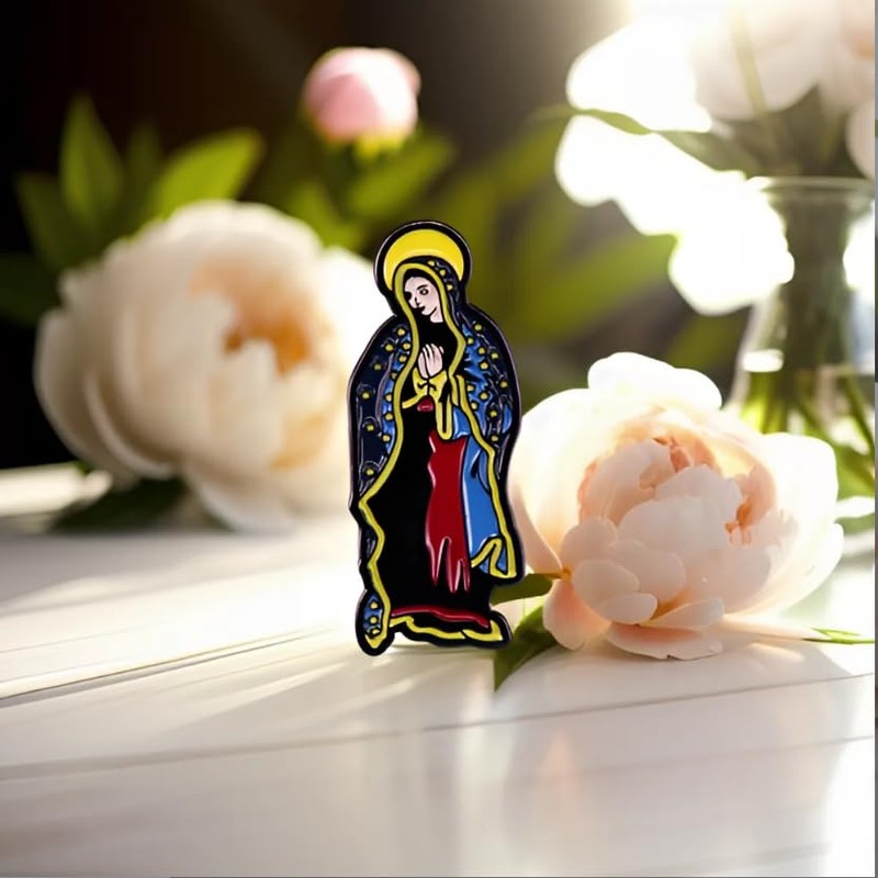 Ficsowy Enamel Pins Virgin Mary Lapel Pins for Badge Jacket