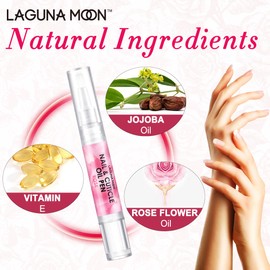 Lagunamoon Cuticle Oil Pen for Nail Nail Oil for Nail Care & Nail Growth - Nourish, Soothe & Moisturize Damaged Nails - Rose, 5 ml